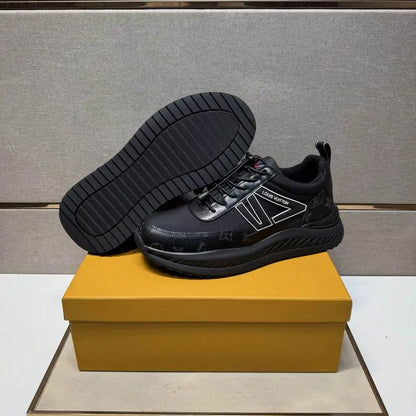 Louis Vuitton Men's Black Fashion Sneakers With Distinctive Branding
