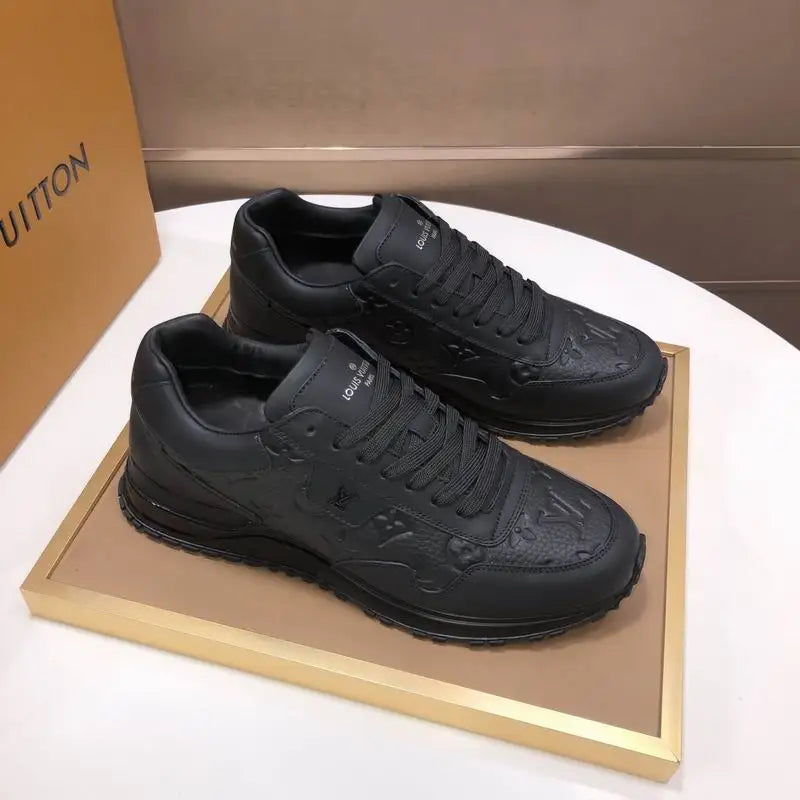 Louis Vuitton Men's Black Embossed Logo Sneakers With Premium Craftsmanship