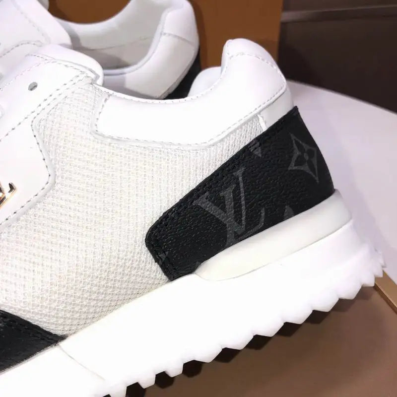 Louis Vuitton Men's White And Black Mesh Sneakers With Signature Logo