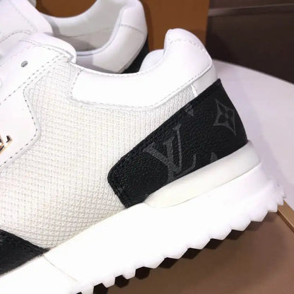 Louis Vuitton Men's White And Black Mesh Sneakers With Signature Logo
