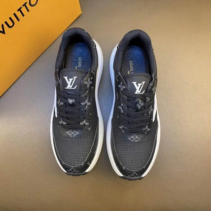 Louis Vuitton Men's White Perforated Sneakers With Bold LV Logo