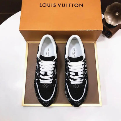 Louis Vuitton Men's Black Monogram Sneakers With Iconic LV Logo
