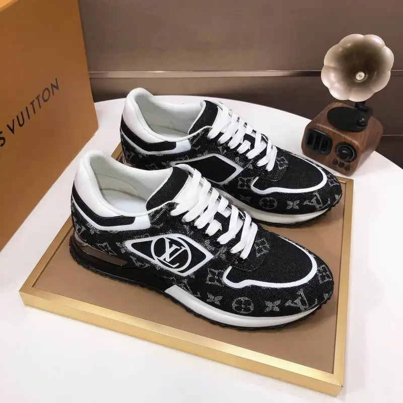 Louis Vuitton Men's Black Monogram Sneakers With Iconic LV Logo