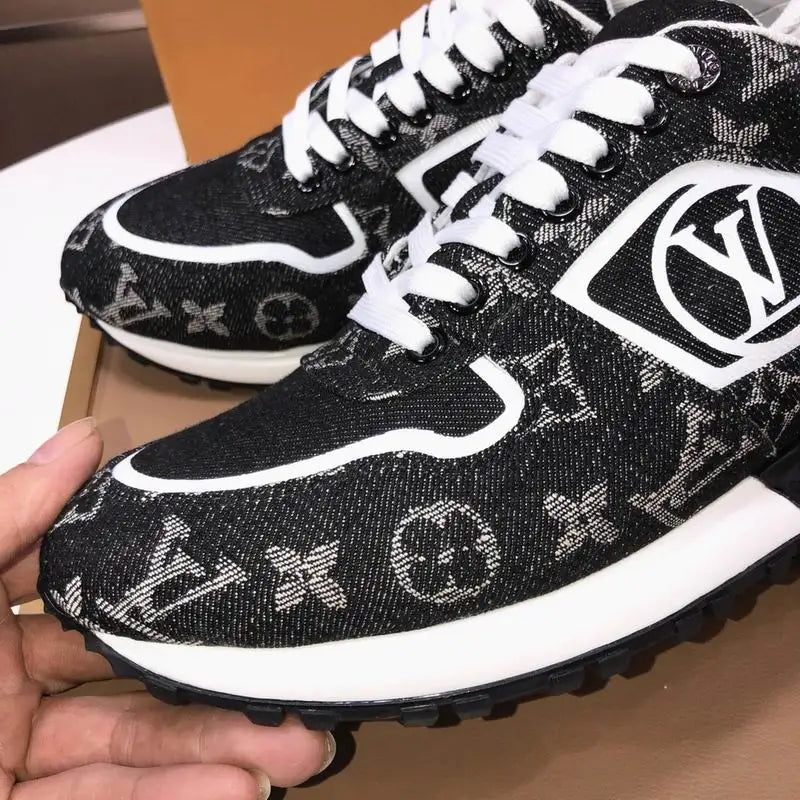 Louis Vuitton Men's Black Monogram Sneakers With Iconic LV Logo