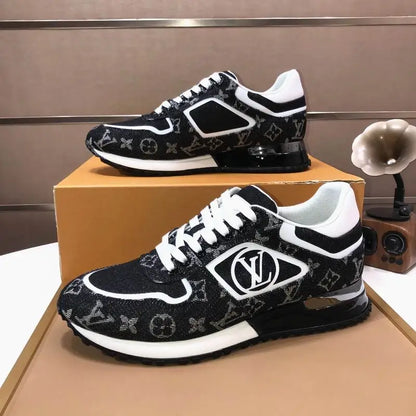 Louis Vuitton Men's Black Monogram Sneakers With Iconic LV Logo