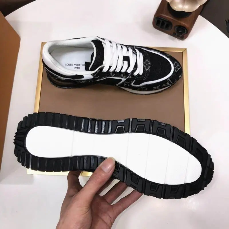 Louis Vuitton Men's Black Monogram Sneakers With Iconic LV Logo
