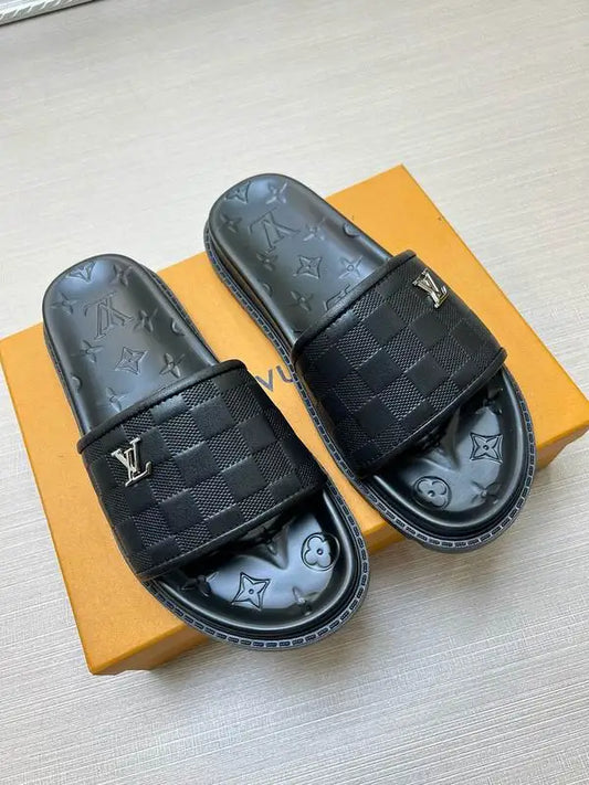 Louis Vuitton Men's Damier Slide Sandals For Luxury Casual Footwear