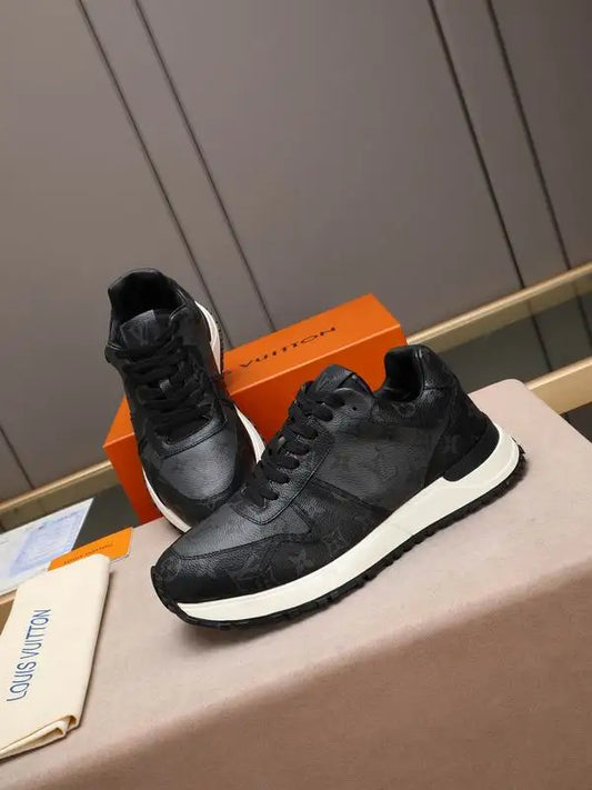 Louis Vuitton Men's Brown And White Monogram Sneakers With Classic Design
