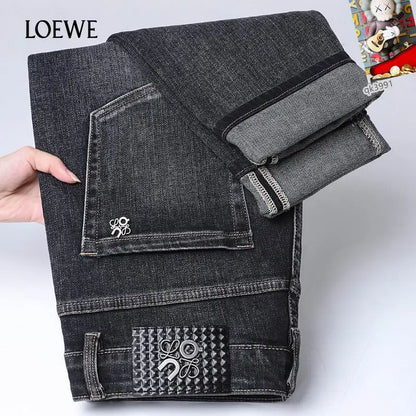 Loewe Men's Stylish Grey Denim Jeans With Distinctive Brand Embroidery