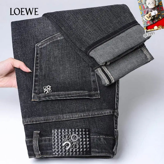 Loewe Men's Stylish Grey Denim Jeans With Distinctive Brand Embroidery
