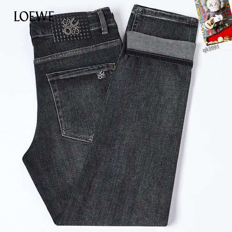Loewe Men's Stylish Grey Denim Jeans With Distinctive Brand Embroidery
