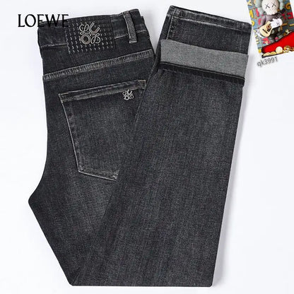 Loewe Men's Stylish Grey Denim Jeans With Distinctive Brand Embroidery