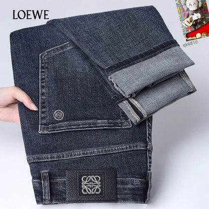 Loewe Men's Dark Wash Denim Jeans With Signature Brand Emblem