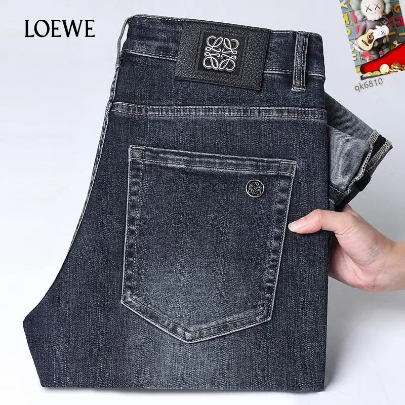 Loewe Men's Dark Wash Denim Jeans With Signature Brand Emblem