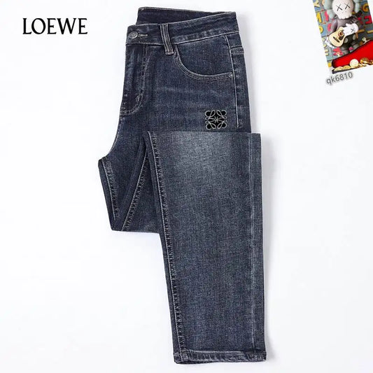 Loewe Men's Dark Wash Denim Jeans With Signature Brand Emblem