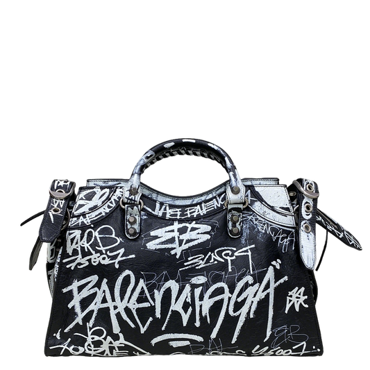 Balenciaga Graffiti - Printed Leather Handbag for Urban Fashion Enthusiasts Style No.385