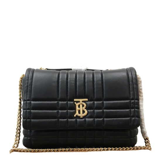 Elegant Black/Red/Green/Brown Quilted Burberry Crossbody Bag With Gold TB Logo And Chain Strap Style No.80490501
