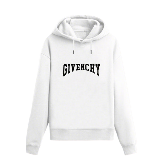 White/Black Givenchy Hoodie With Classic Black Logo For Timeless Fashion