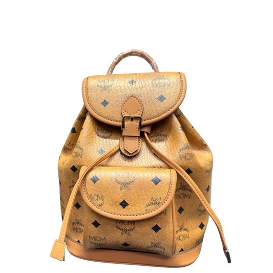 MCM Brown Visetos Coated Canvas Backpack With Signature Monogram 2223