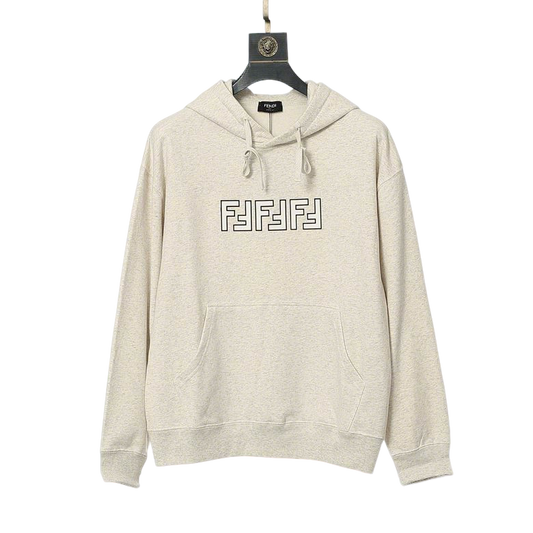 Beige Fendi Hoodie With Distinctive Geometric Logo For Fashion Lovers