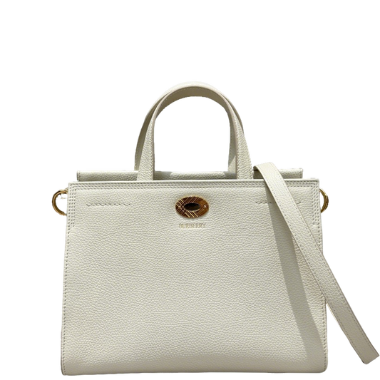 Timeless Cream Burberry Handbag with Gold - Tone Embellishment and Detachable Strap Style No.3491