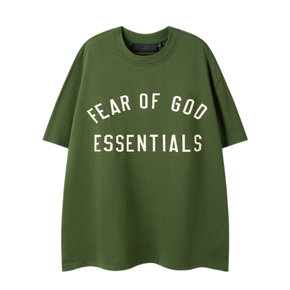 Fear Of God Essentials Olive Green/Black/White/Gray Tee Oversized Fit Streetwear Fashion Staple