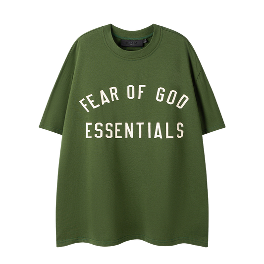 Fear Of God Essentials Olive Green/Black/White/Gray Tee Oversized Fit Streetwear Fashion Staple