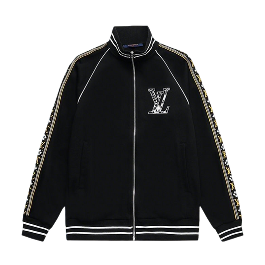 Louis Vuitton Black Track Jacket With Monogram Tape And LV Logo