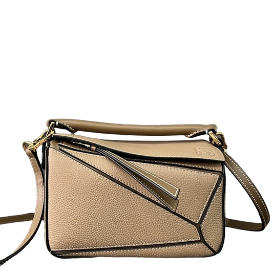 Loewe Beige Puzzle Bag With Geometric Panels And Dual Straps 061838