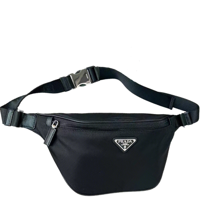 Prada Black Nylon Belt Bag With Signature Triangle Logo 2VL033