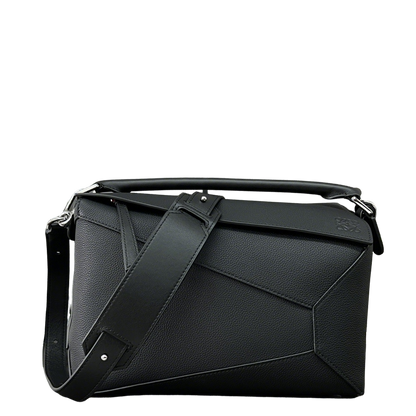 Loewe Black Puzzle Bag With Geometric Design And Top Handle 062329