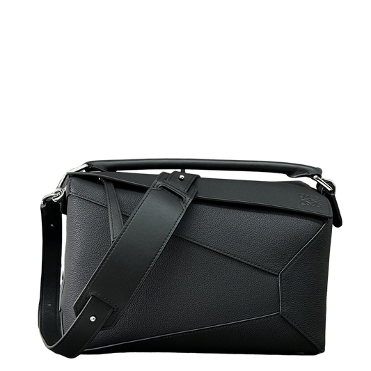 Loewe Black Puzzle Bag With Geometric Design And Top Handle 062329