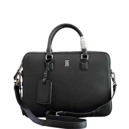 Elegant Black Burberry Briefcase With TB Monogram For Sophisticated Business And Travel Occasions Style No.700112