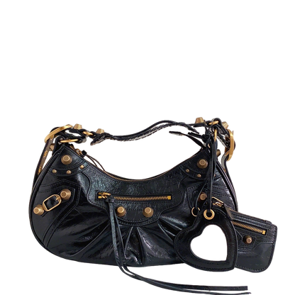 Balenciaga Le Cagole Hobo Bag With Gold Hardware And Heart - Shaped Pouch For Edgy Style Style No.3316