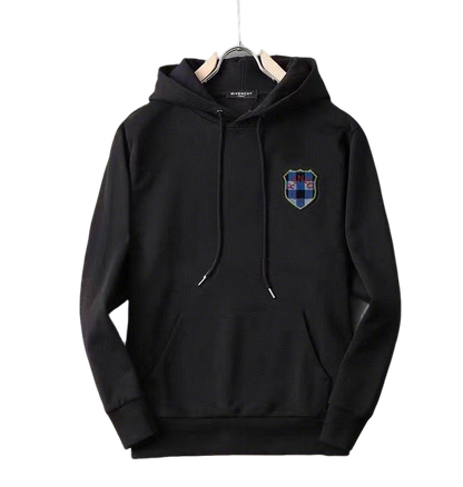 Black Givenchy Hoodie With Embroidered Crest Logo For Luxury Streetwear