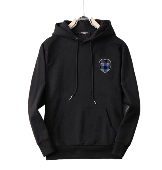 Black Givenchy Hoodie With Embroidered Crest Logo For Luxury Streetwear
