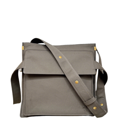 Burberry Gray Canvas Crossbody Bag With Gold Accents For Timeless Fashion And Practical Use Style No.1440