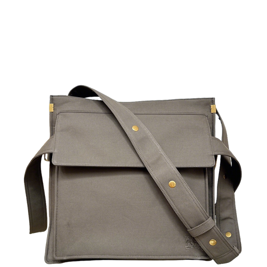 Burberry Gray Canvas Crossbody Bag With Gold Accents For Timeless Fashion And Practical Use Style No.1440