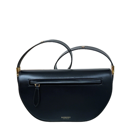 Sophisticated Black/Brown Burberry Half - Moon Bag With Dual Straps And Gold - Tone Accents Style No.717165
