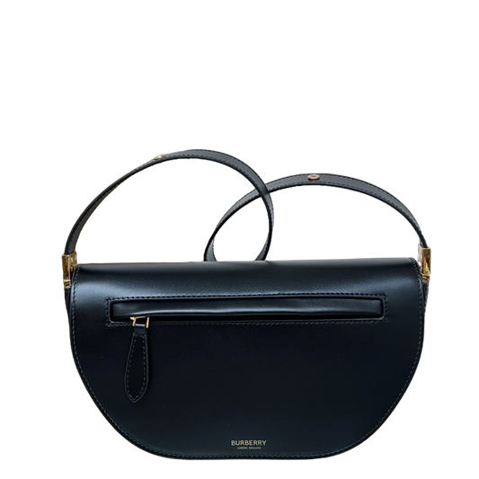Sophisticated Black/Brown Burberry Half - Moon Bag With Dual Straps And Gold - Tone Accents Style No.717165