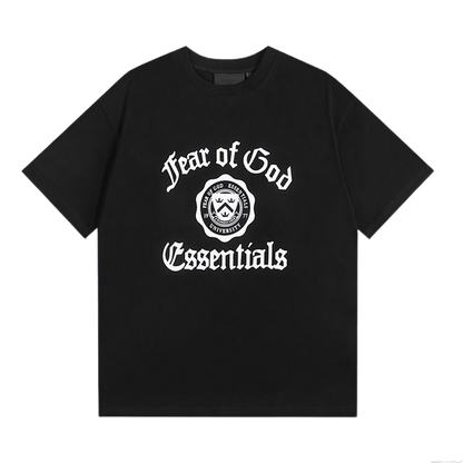 Fear Of God Essentials Black/White Tee With Classic Logo For Trendy Streetwear Looks