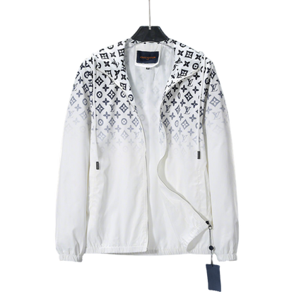 Louis Vuitton White/Black Hooded Jacket With Gradient Monogram Pattern