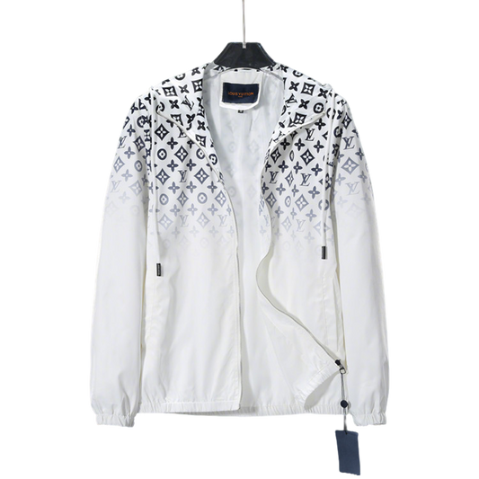 Louis Vuitton White/Black Hooded Jacket With Gradient Monogram Pattern