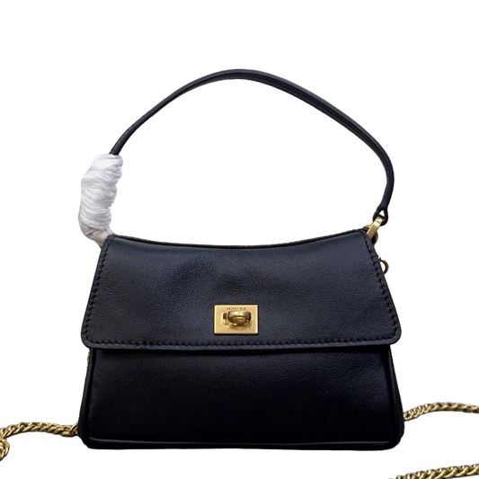 Elegant Black/Blue Balenciaga Top Handle Bag With Gold Chain Strap For Timeless Style Style No.8801