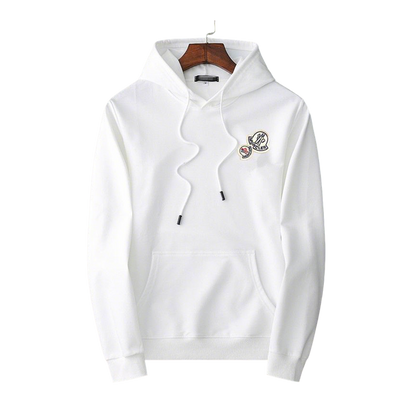 Moncler White Hoodie With Embroidered Logo Premium Quality Casual Mens Fashion Essential