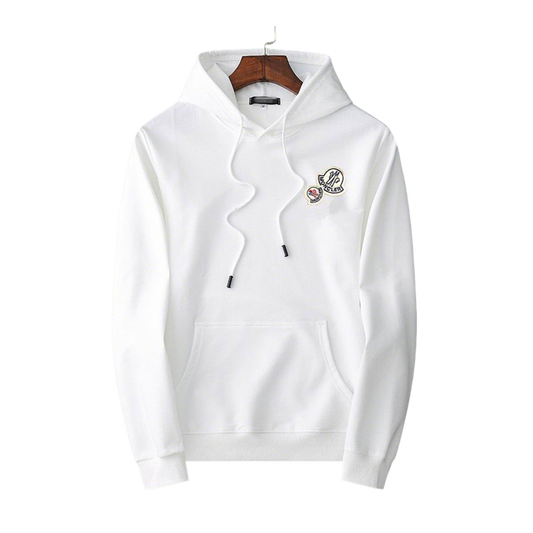 Moncler White Hoodie With Embroidered Logo Premium Quality Casual Mens Fashion Essential