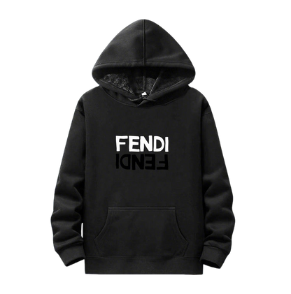 Black Fendi Hoodie With Creative Reversed Logo Design For Fashion Fans