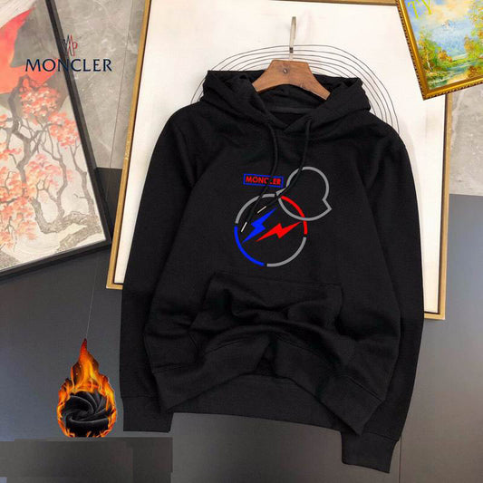 Moncler White Hoodie With Mickey Mouse Lightning Bolt Graphic For Fashion Lovers