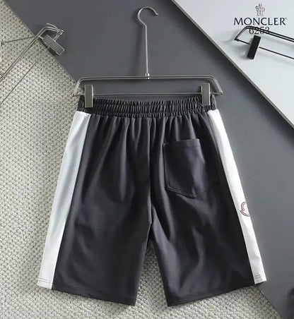 Moncler Men's Black and White Drawstring Casual Shorts