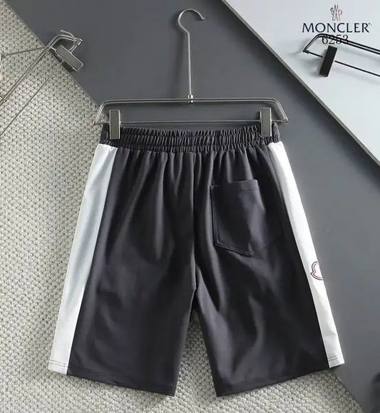 Moncler Men's Black and White Drawstring Casual Shorts